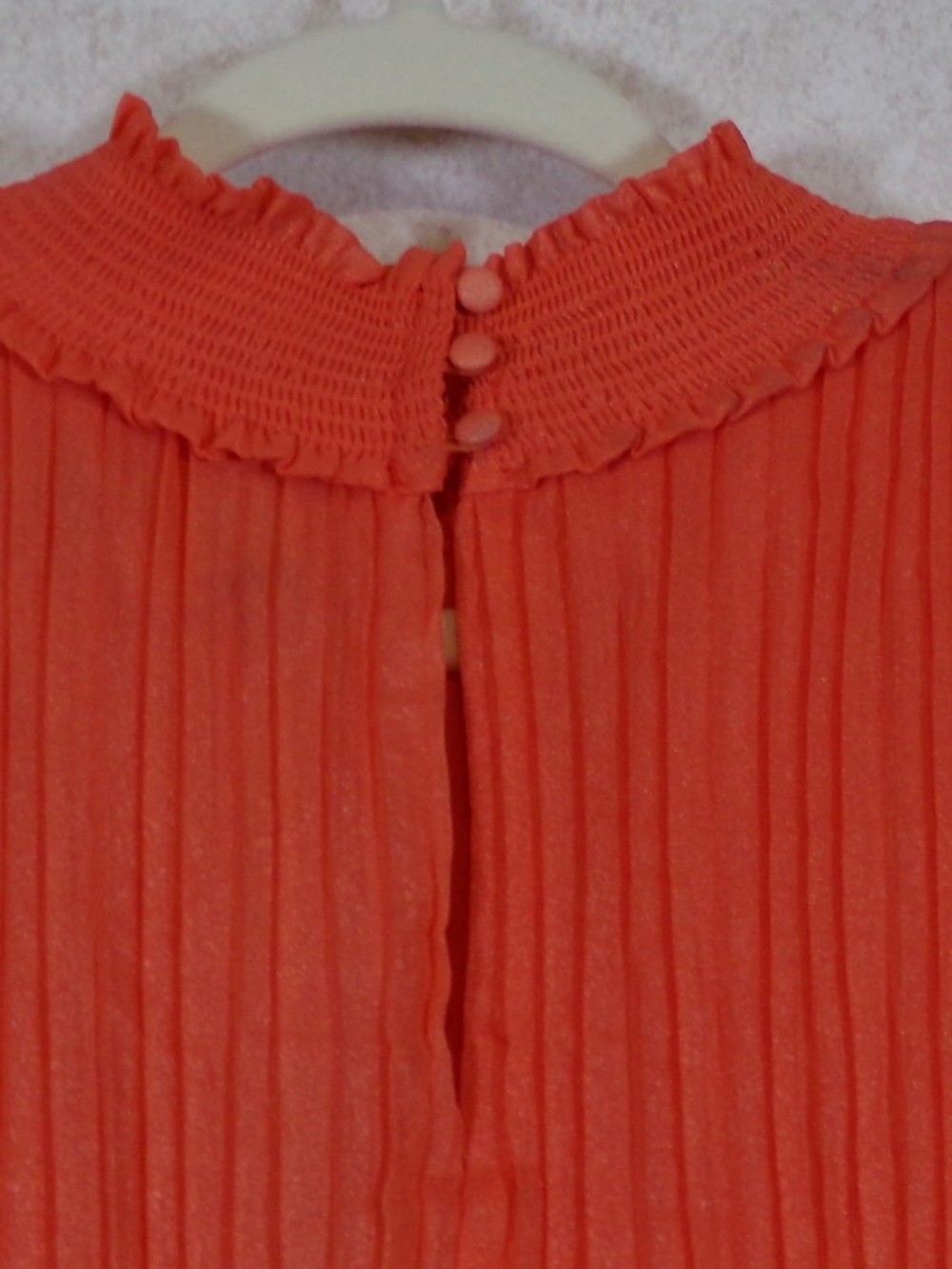 NWT Nanette Lepore Vivid Coral Crinkle Pleated Midi Dress. Lined Size 12 - Picture 9 of 12